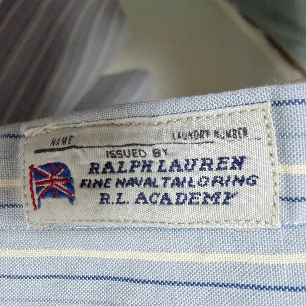 Custom Ralph Lauren Mens Blue White Striped R.L. Academy Bleecker St Shirt XL